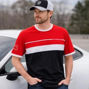 Porsche 917 Salzburg Colorblock T-Shirt Red Black White XL Motorsport Tee